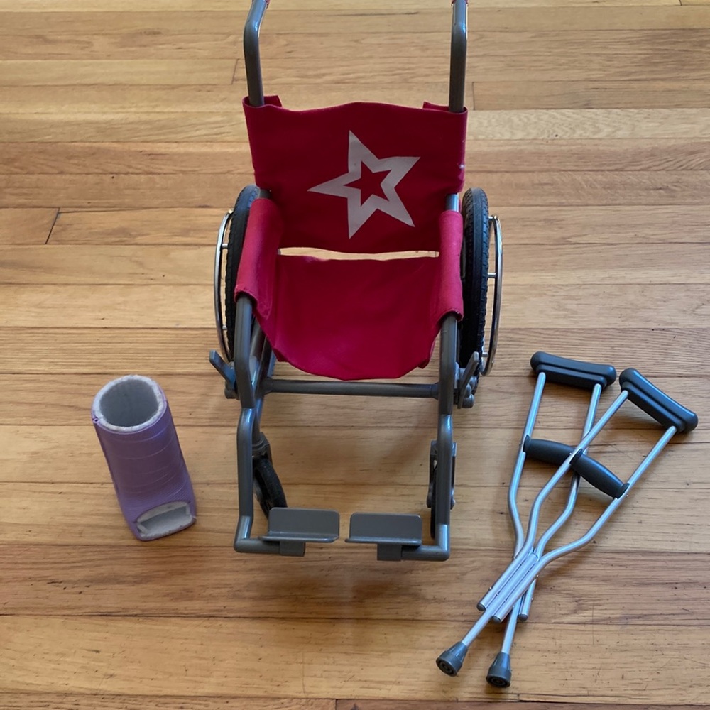 American Girl Wheelchair with crutches and cast